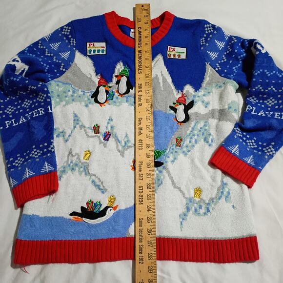 Ugly Christmas Sweater W XS/S Kids XL Husky !4/16 Penguin Video Game EASY CARE - Picture 8 of 12